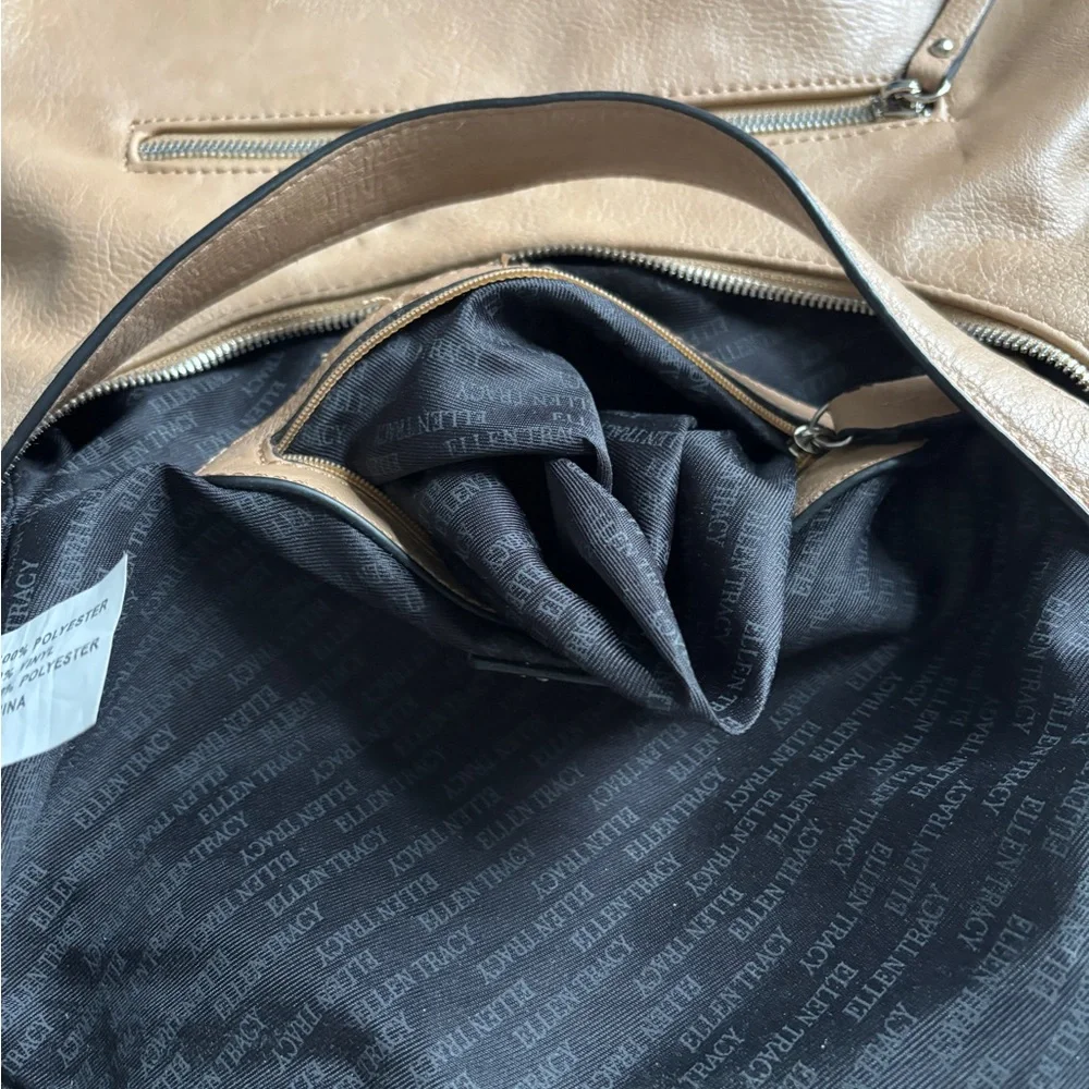 Ellen Tracy Tan Woven Shoulder Bag